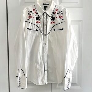 Beautiful Vintage Ralph Lauren Western Shirt with Beaded Embroidery - Size L